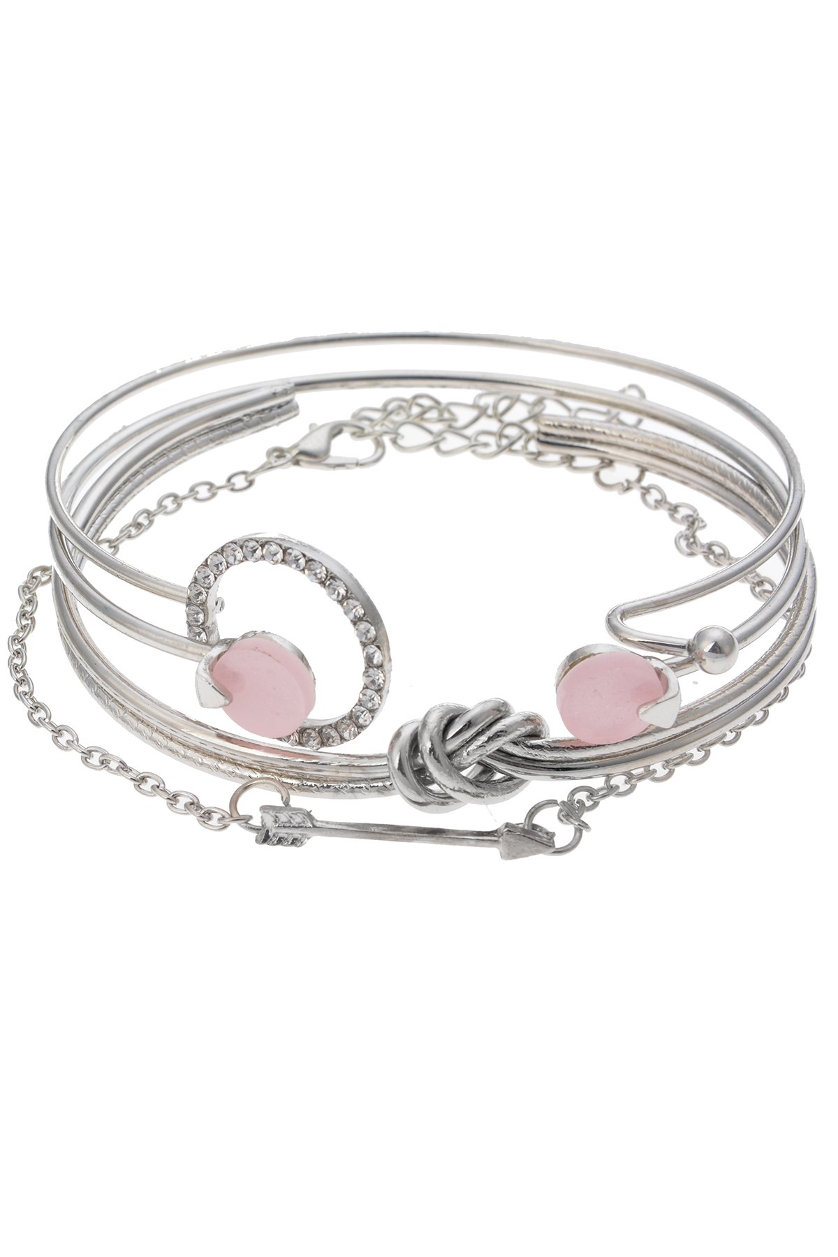 Pembe Taşlı Silver Çoklu Bileklik Seti