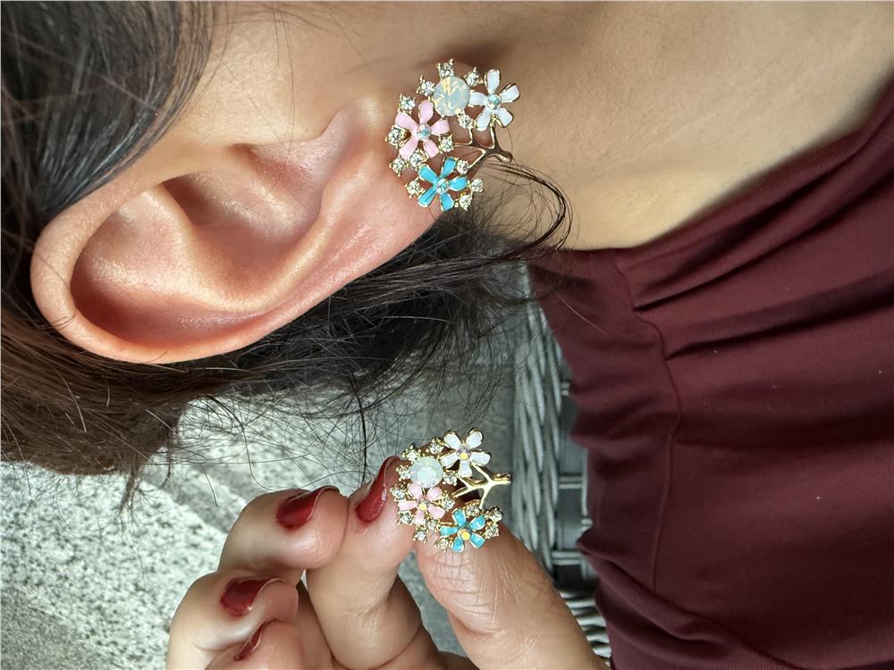 Renkli Çiçekli Ağaç Küpe