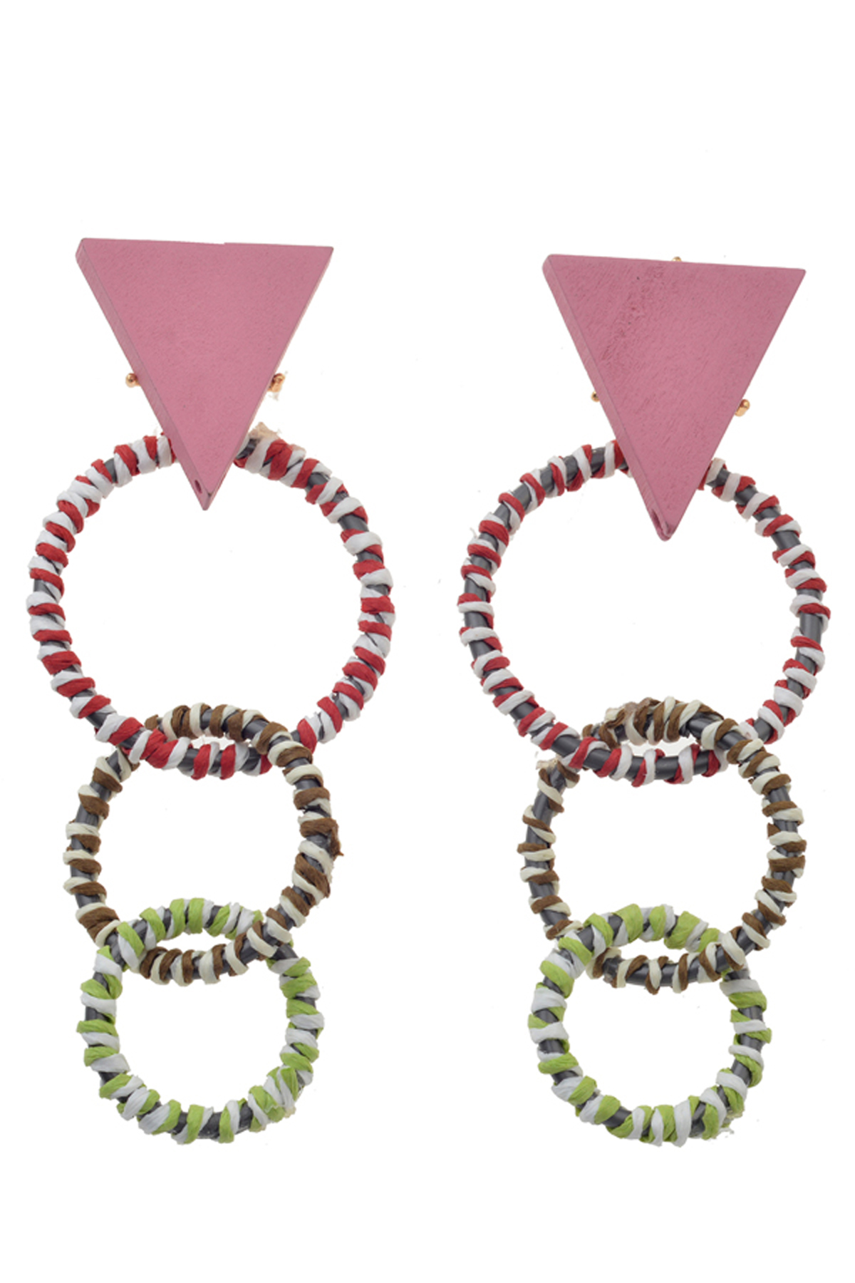 Renkli Halkalar Küpe-Pembe