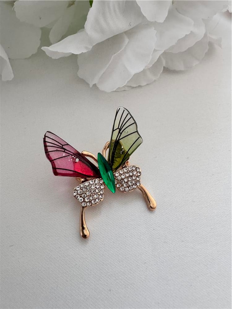 Renkli Kanatlı Kelebek Broş