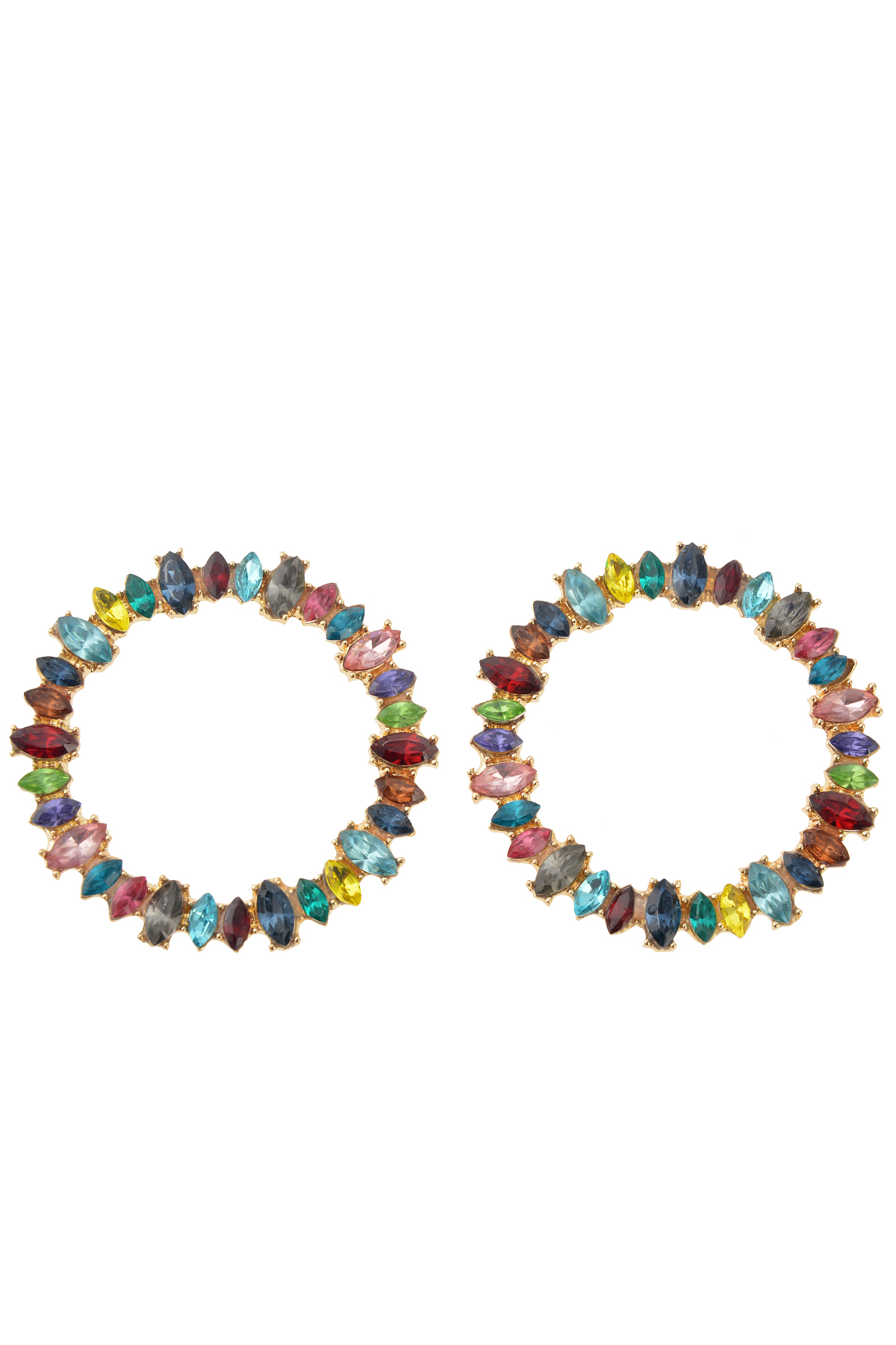 Renkli Taşlı Halka Küpe