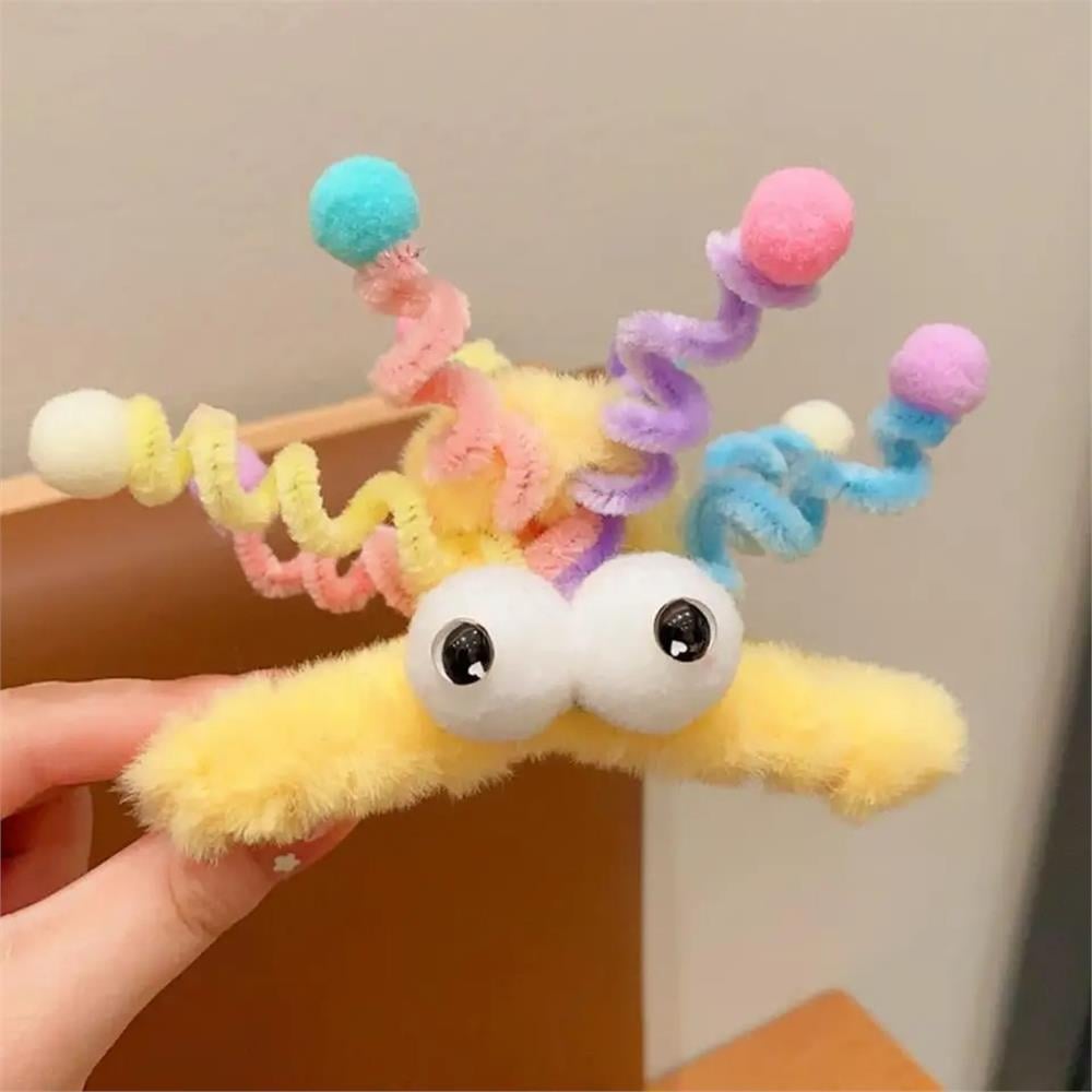 Sarı Peluş Çılgın Saçaklı Ponponlu Toka