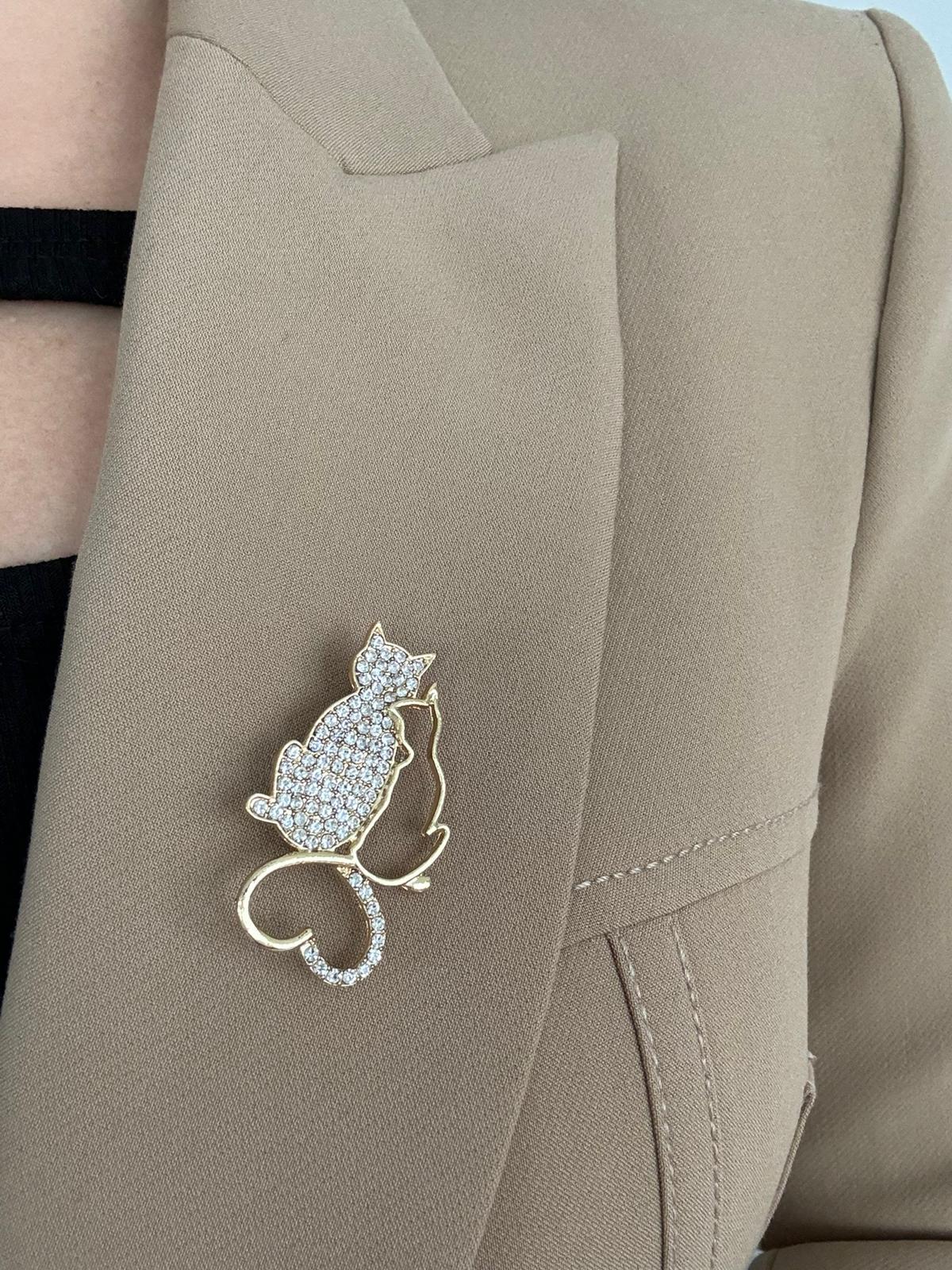 Sarılan Kediler Kalp Broş