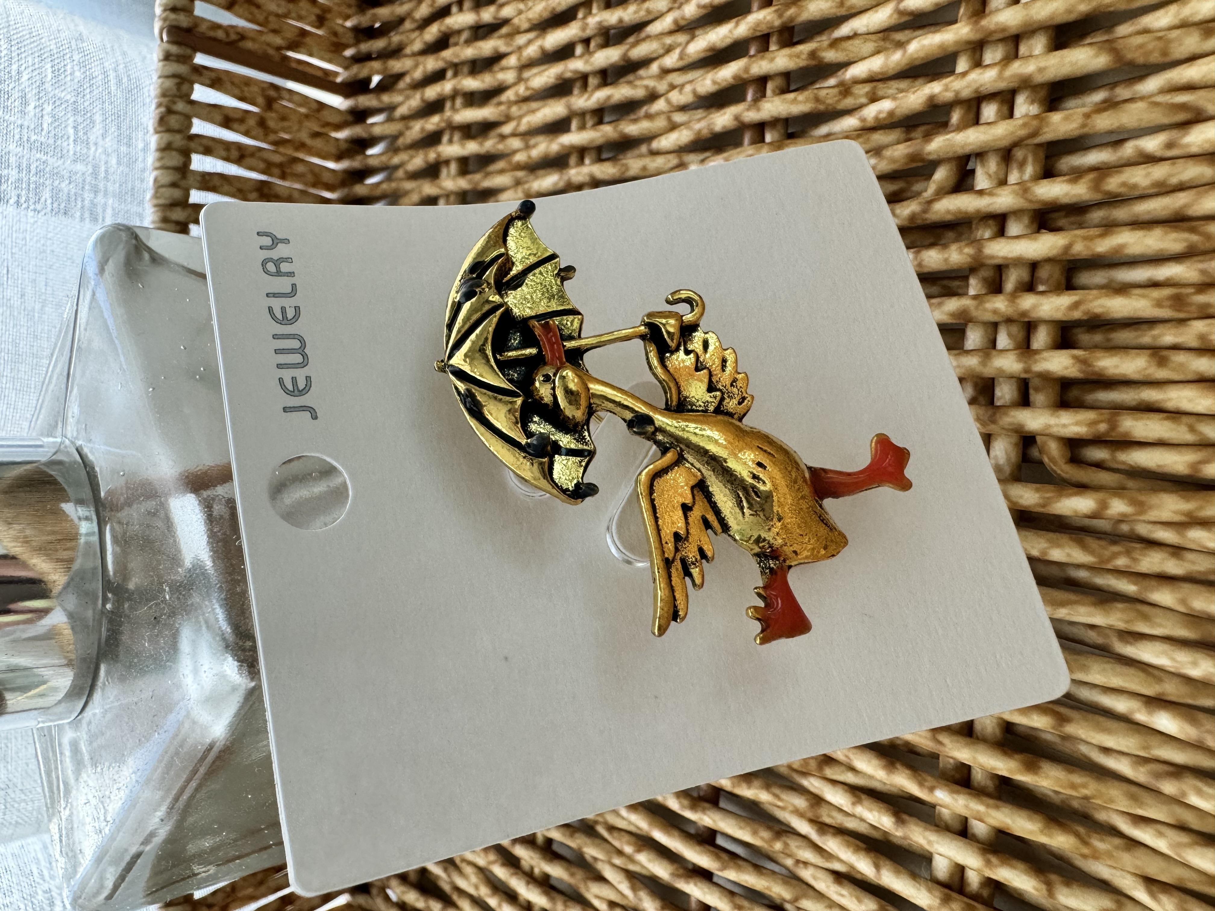 Şemsiyesli Sevimli Ördek Broş