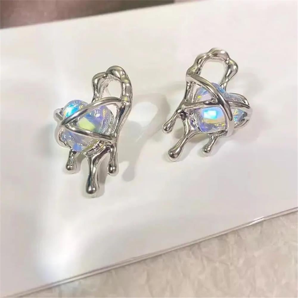Silver İçi Sedefli Kalpli Küpe