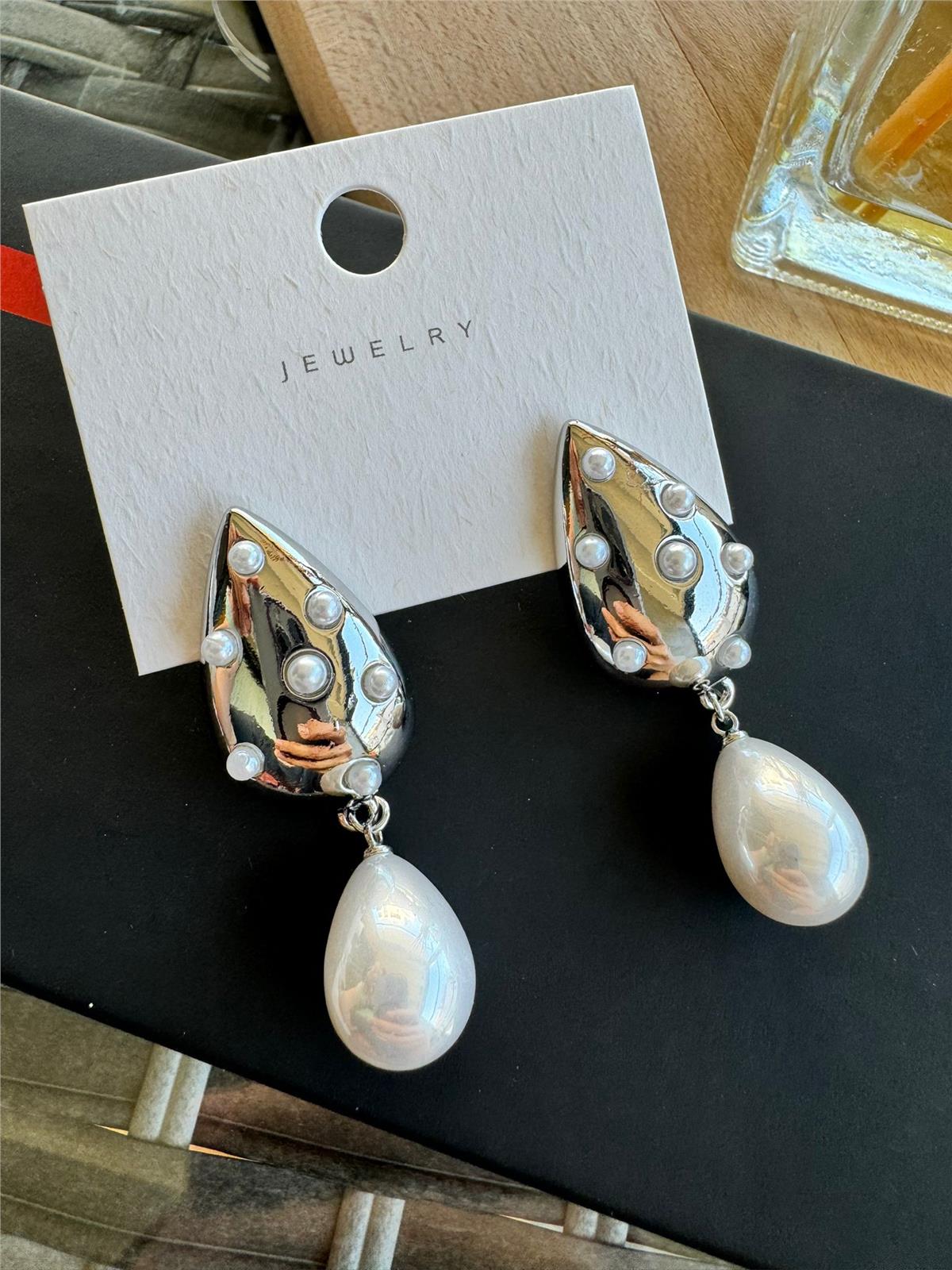 Silver İnci Damlalı Küpe