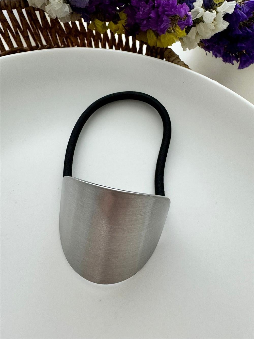 Silver Oval Metal ve Lastik Toka