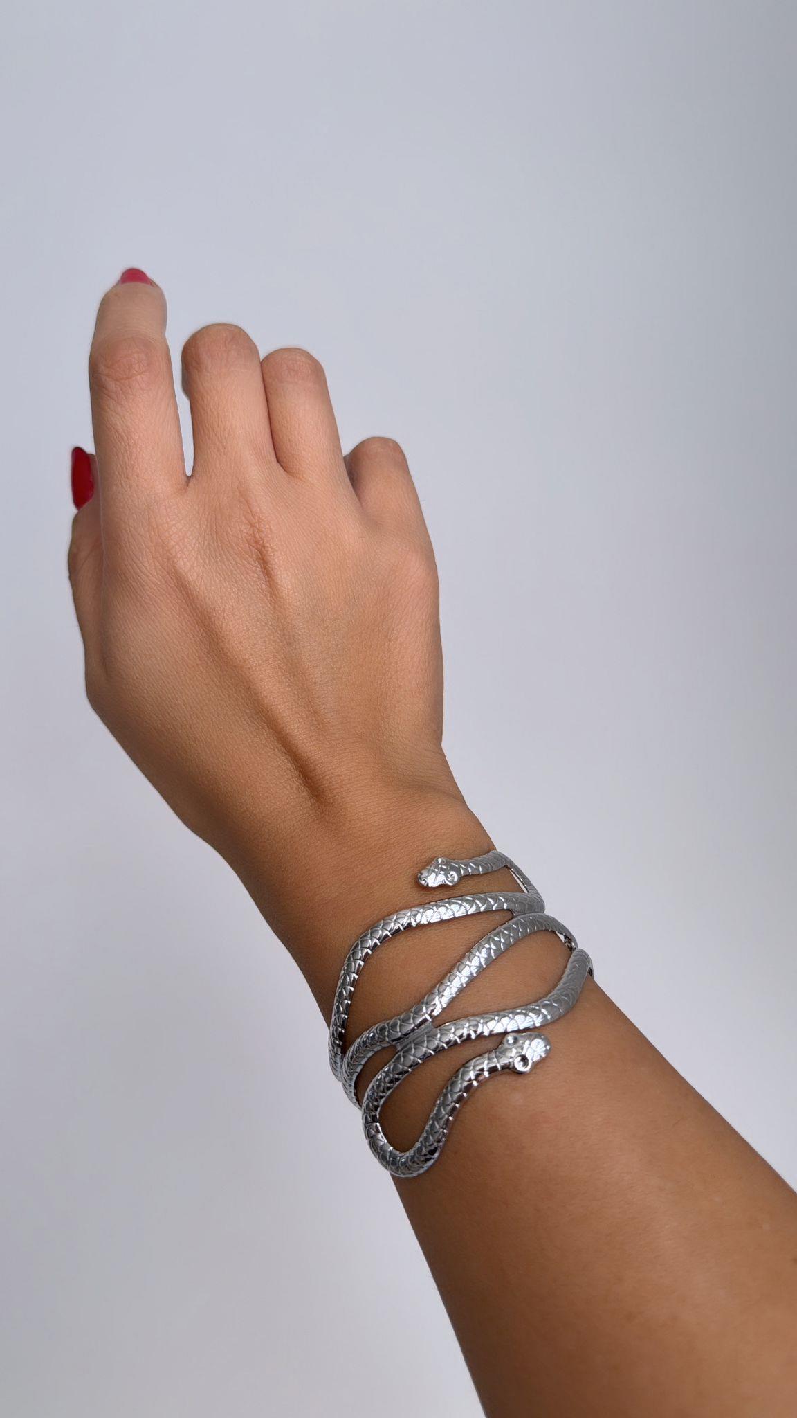 Silver Sarmal Yılan Kelepçe Bileklik