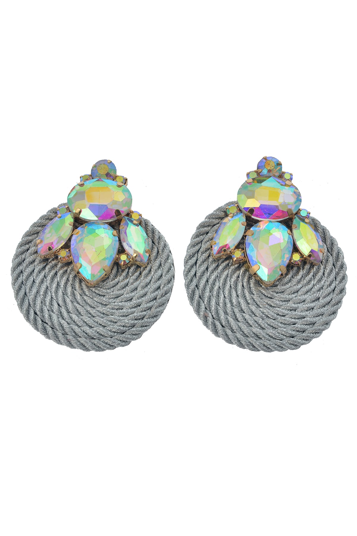 Silver Taşlı Tasarım Halat Küpe