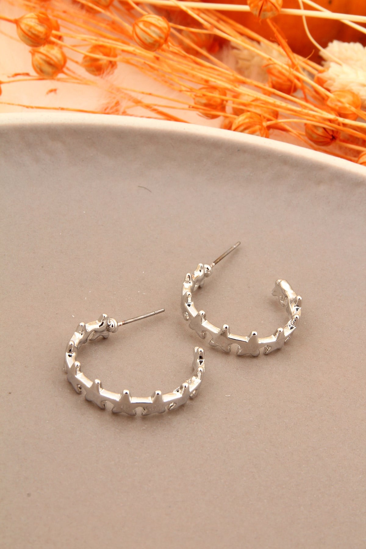 Silver Yıldızlar Halka Küpe