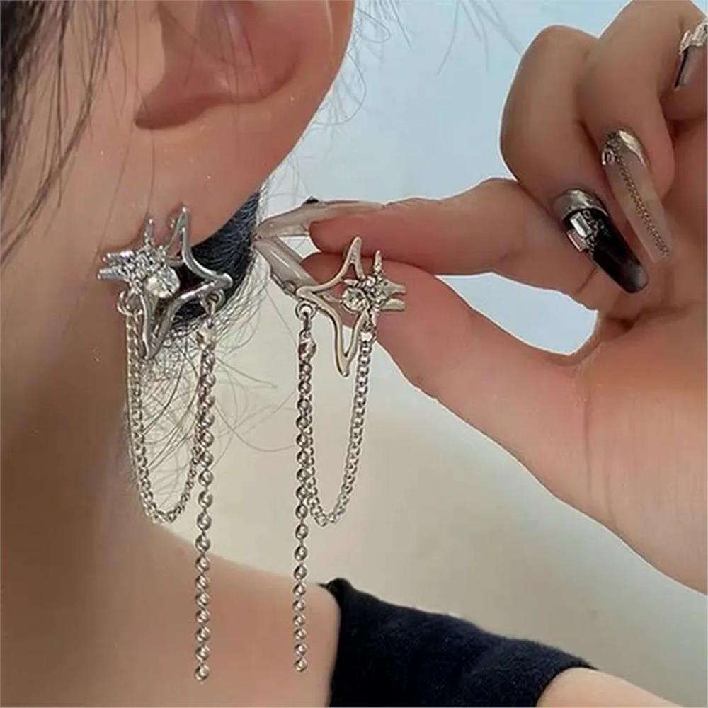 Silver Zincirli Kuzey Yıldızı Küpe