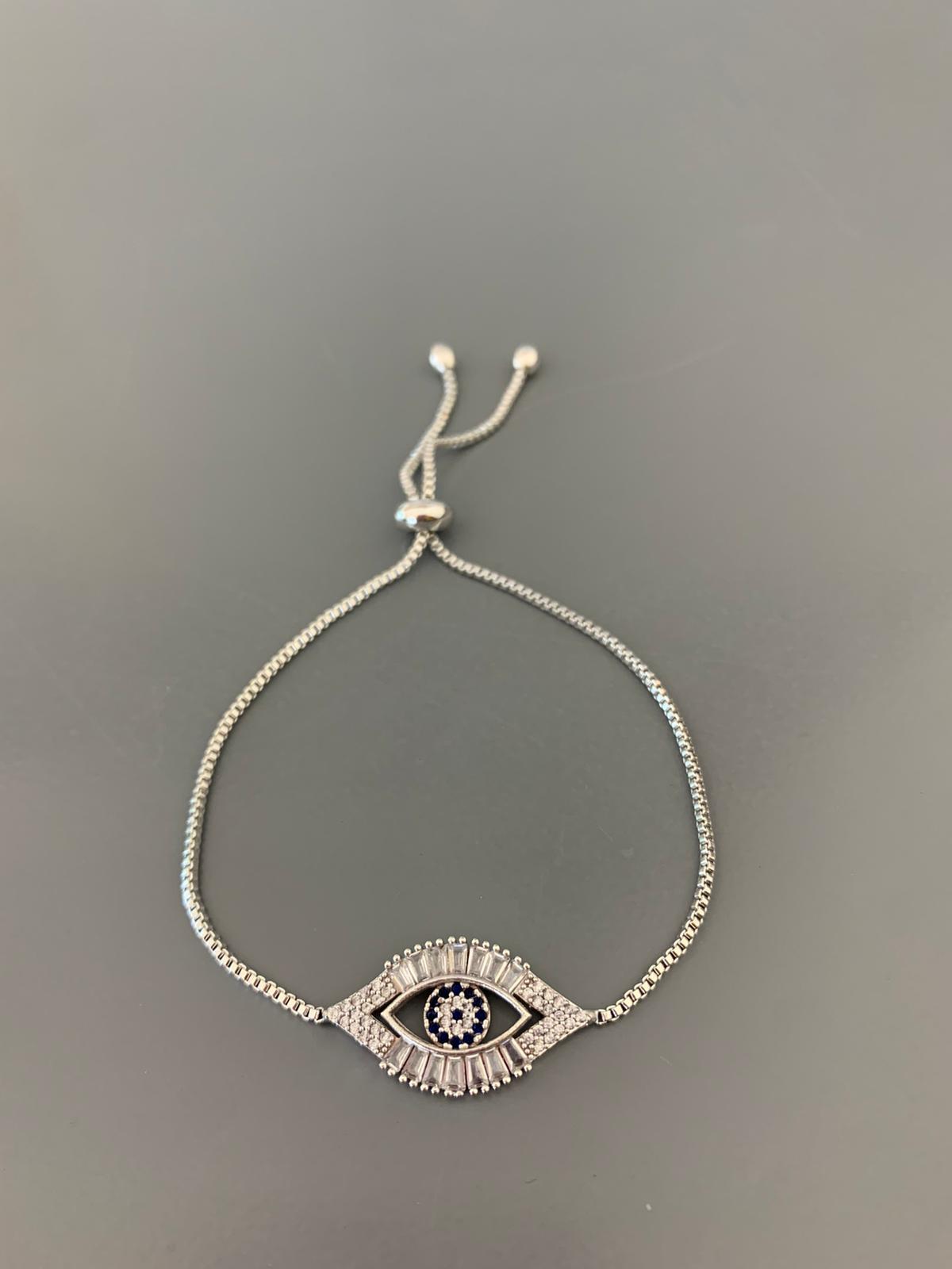 Silver Zirkon Baget Taşlı Göz Asansörlü Bileklik