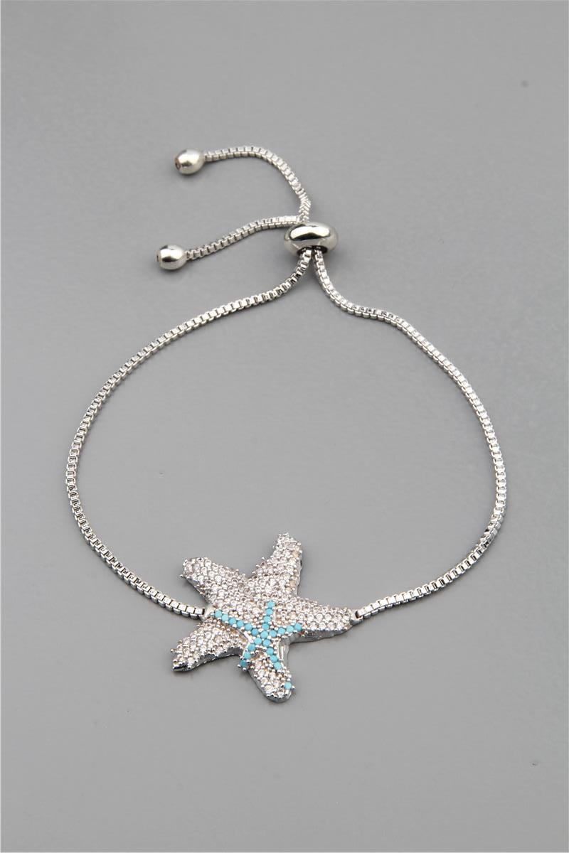 Silver Zirkon Deniz Yıldızı Asansörlü Bileklik