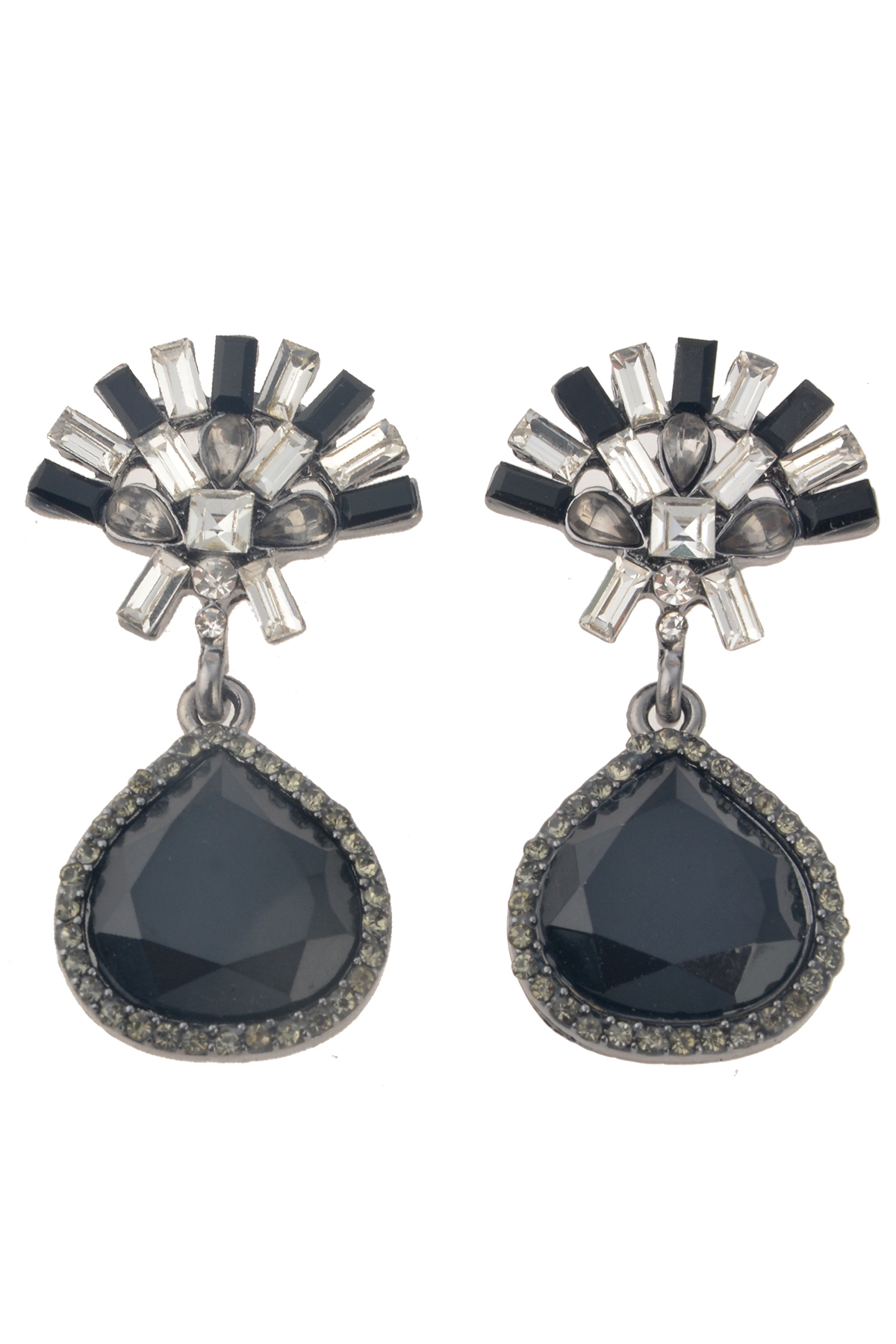 Siyah Damla Taşlı Küpe