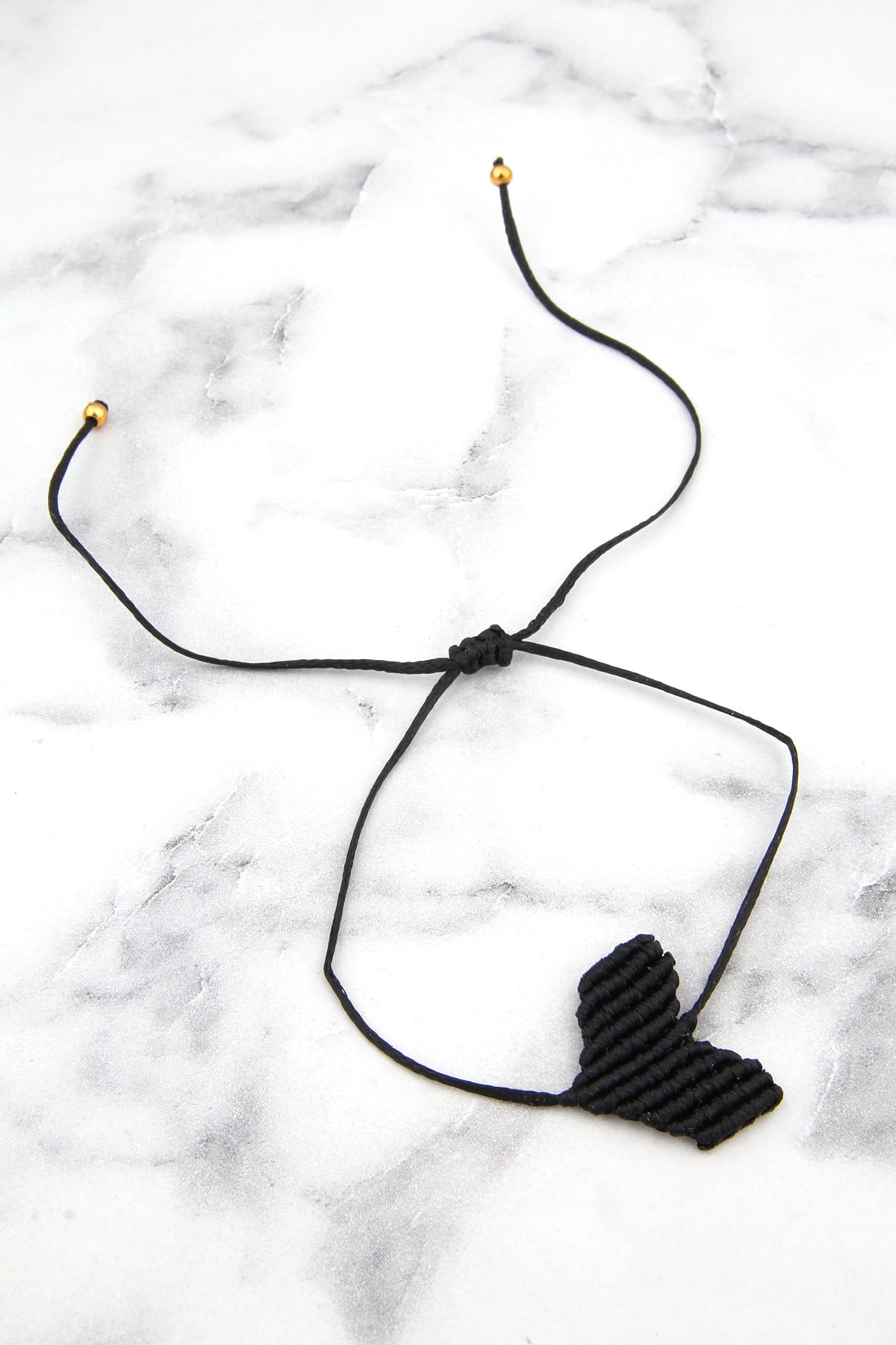 Siyah Kalp Makrame Bileklik