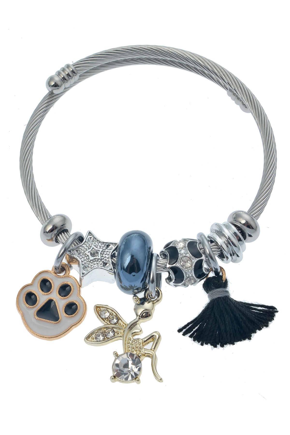 Siyah Kanatlı Kız Pati Figürlü Charm Bileklik