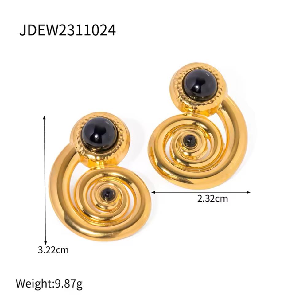 Siyah Kıvrımlı Çelik Küpe