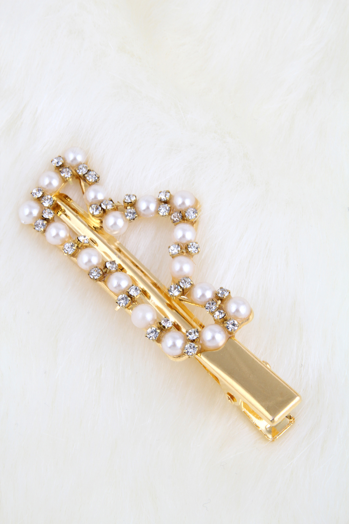 Taşlı İncili Gold Taç Toka