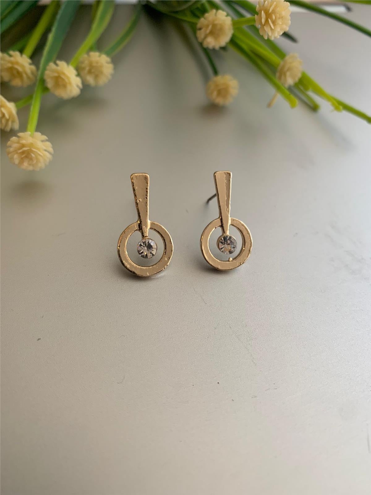 Taşlı Mini Geometrik Küpe