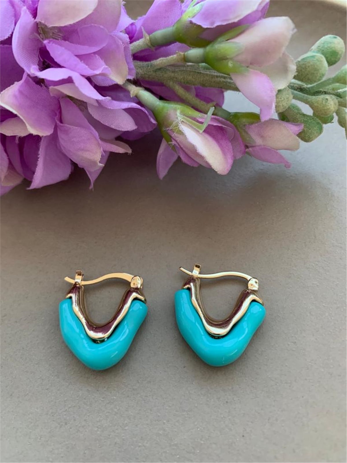 Turkuaz Üçgen Küpe