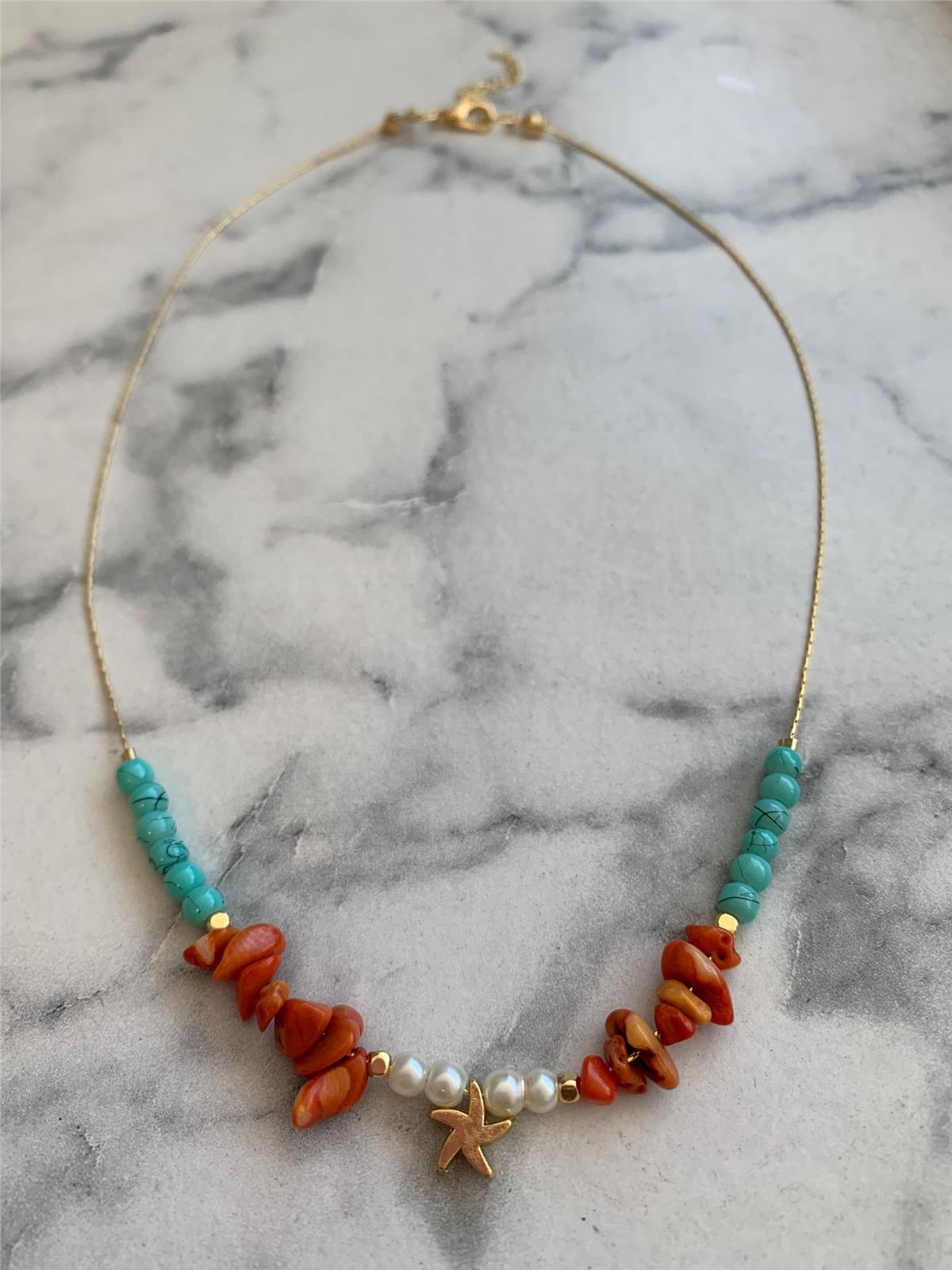 Turuncu Mercan Doğaltaşlı Halhal