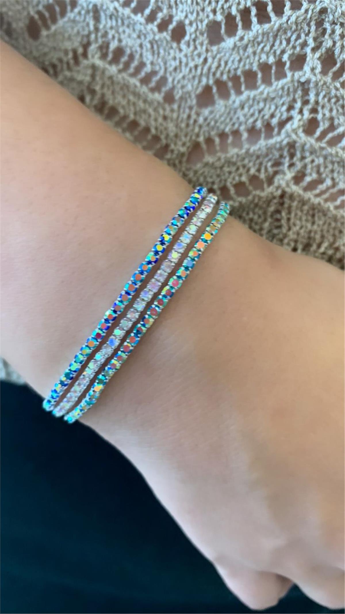 Üçlü Lacivert Yeşil Janjan Kristalli Bileklik