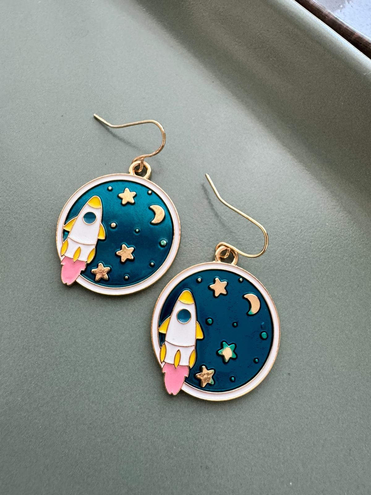 Uzay Gökyüzü Astronot Küpe
