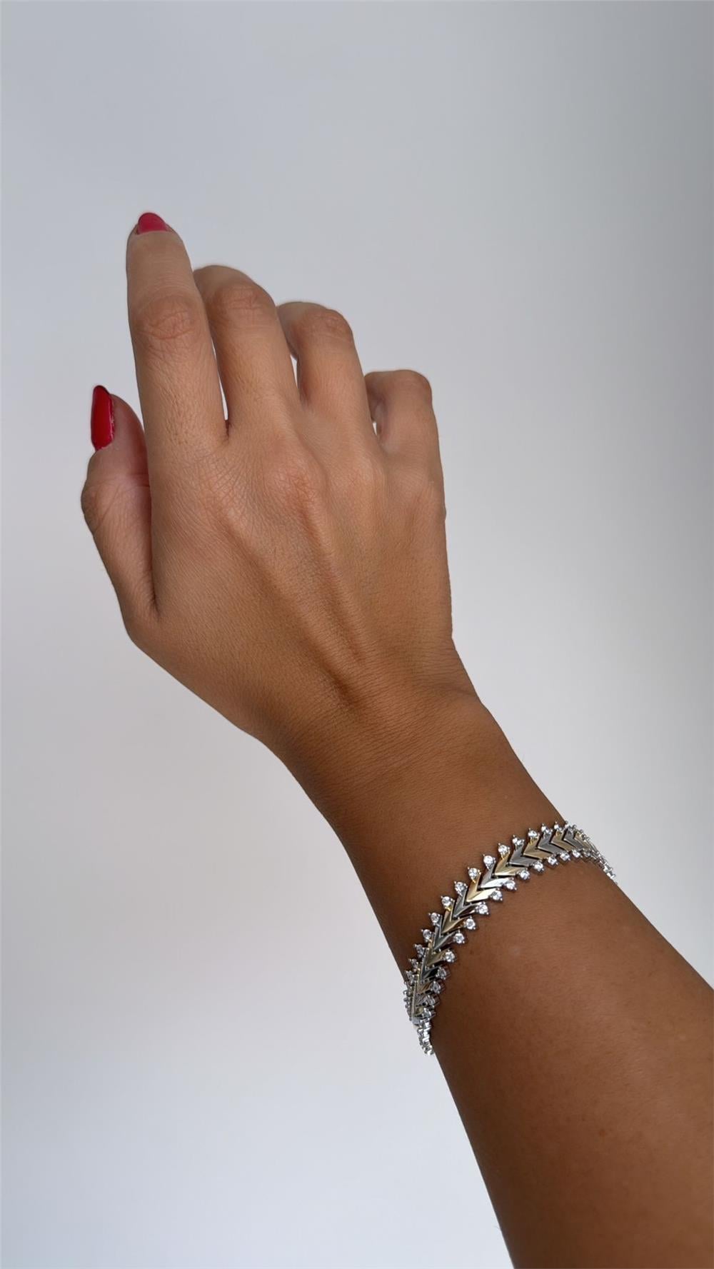 VIP Gold Silver Zirkon Taşlı Balık Sırtı Çelik Bileklik
