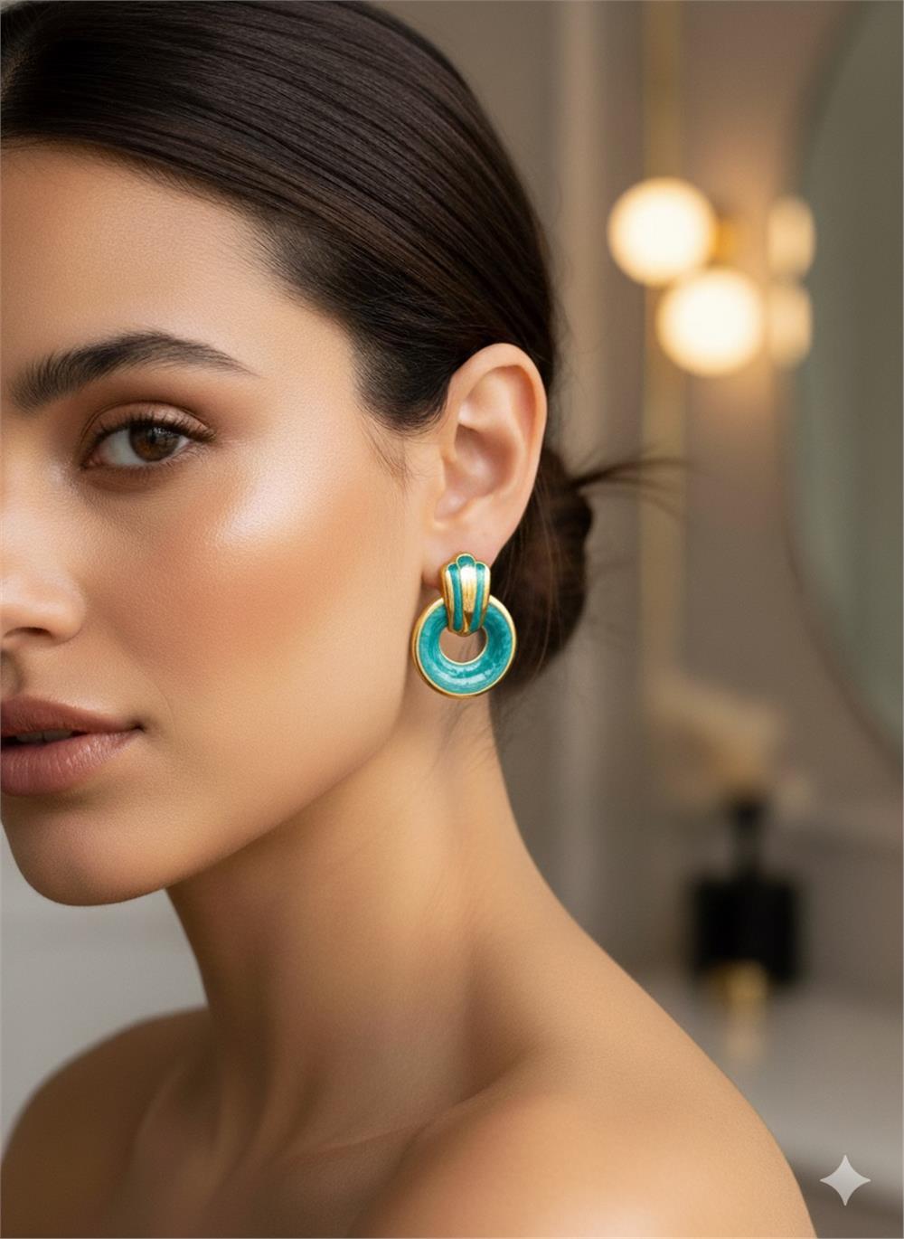 Yeşil Daire Çelik Küpe