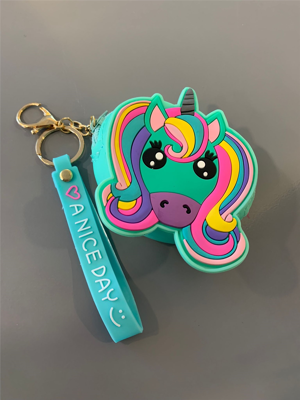 Yeşil Unicorn Mini Çanta Aksesuar Cüzdan