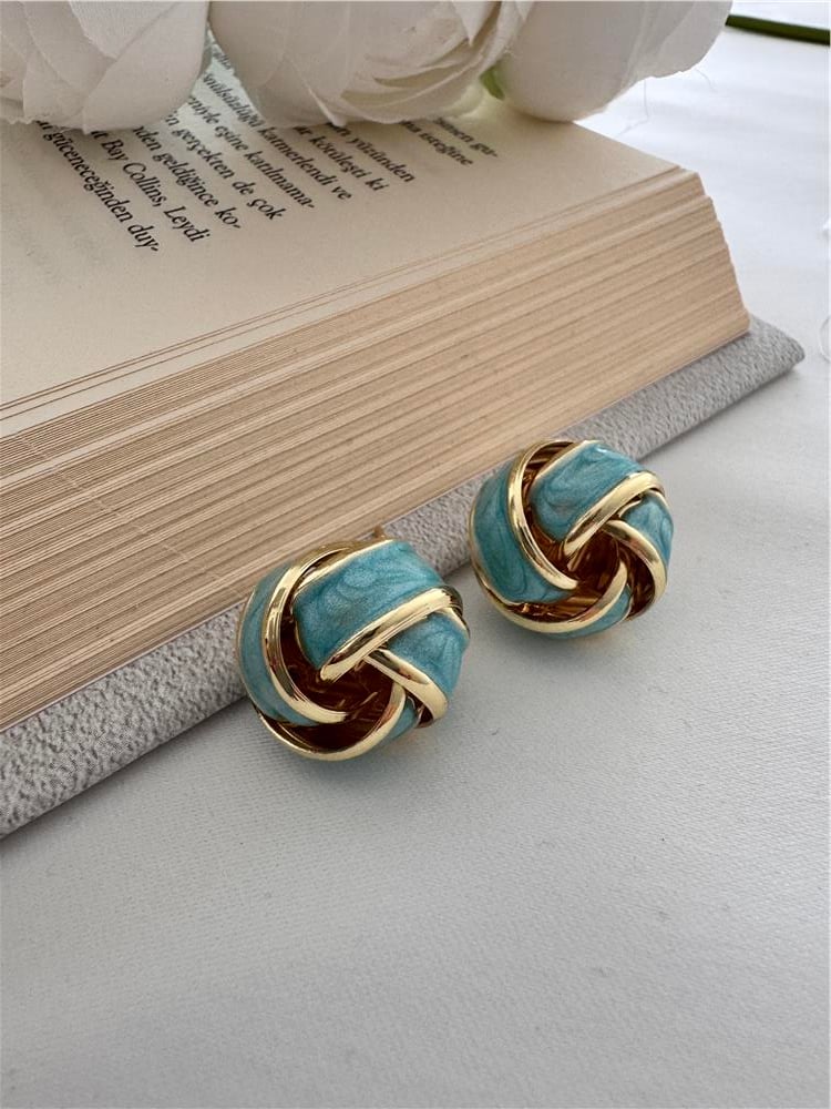 Yeşil Vintage Düğüm Küpe