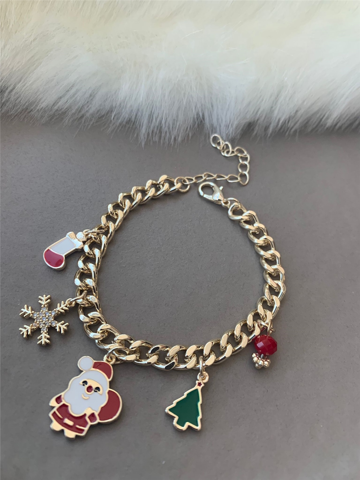 Yılbaşı Noel Baba Kar Tanesi Figürlü Charm Bileklik