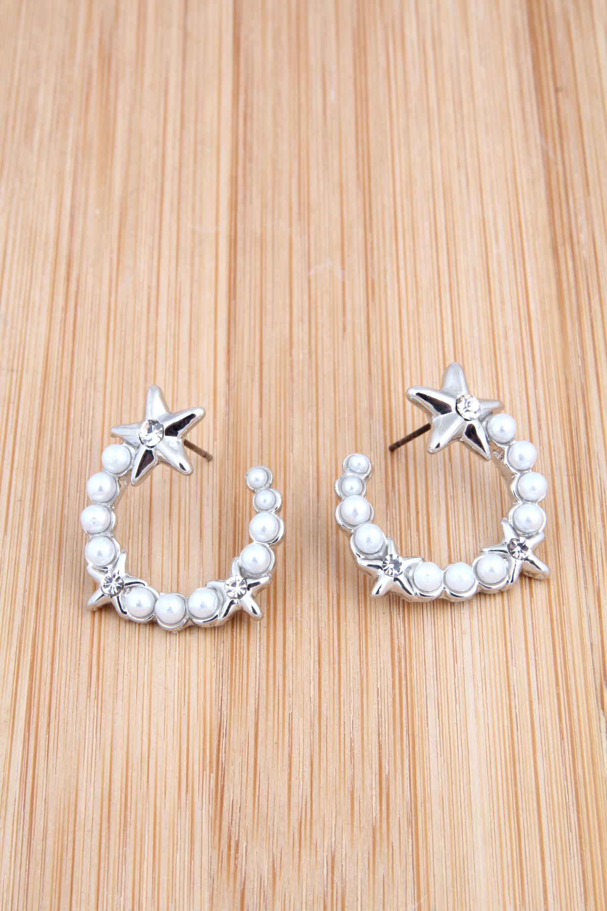 Yıldızlı İncili Silver Küpe