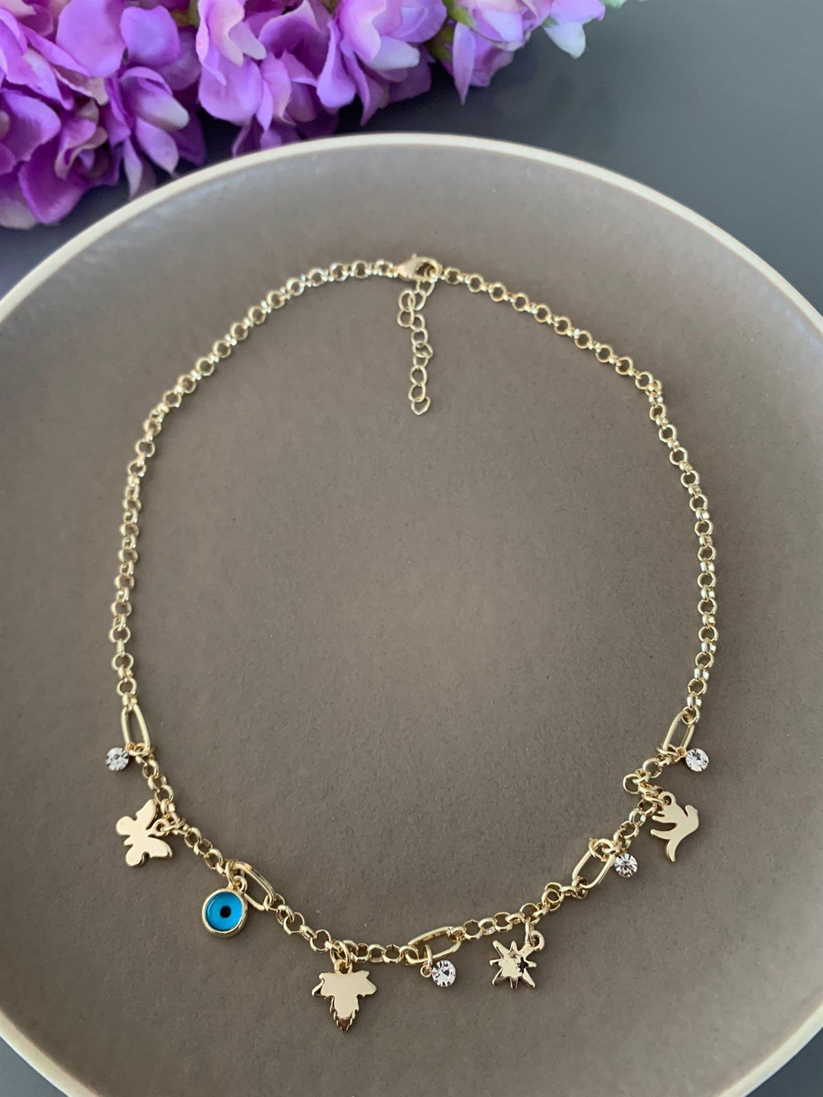 Yonca Kelebek Kuş Figürlü Charm Kolye