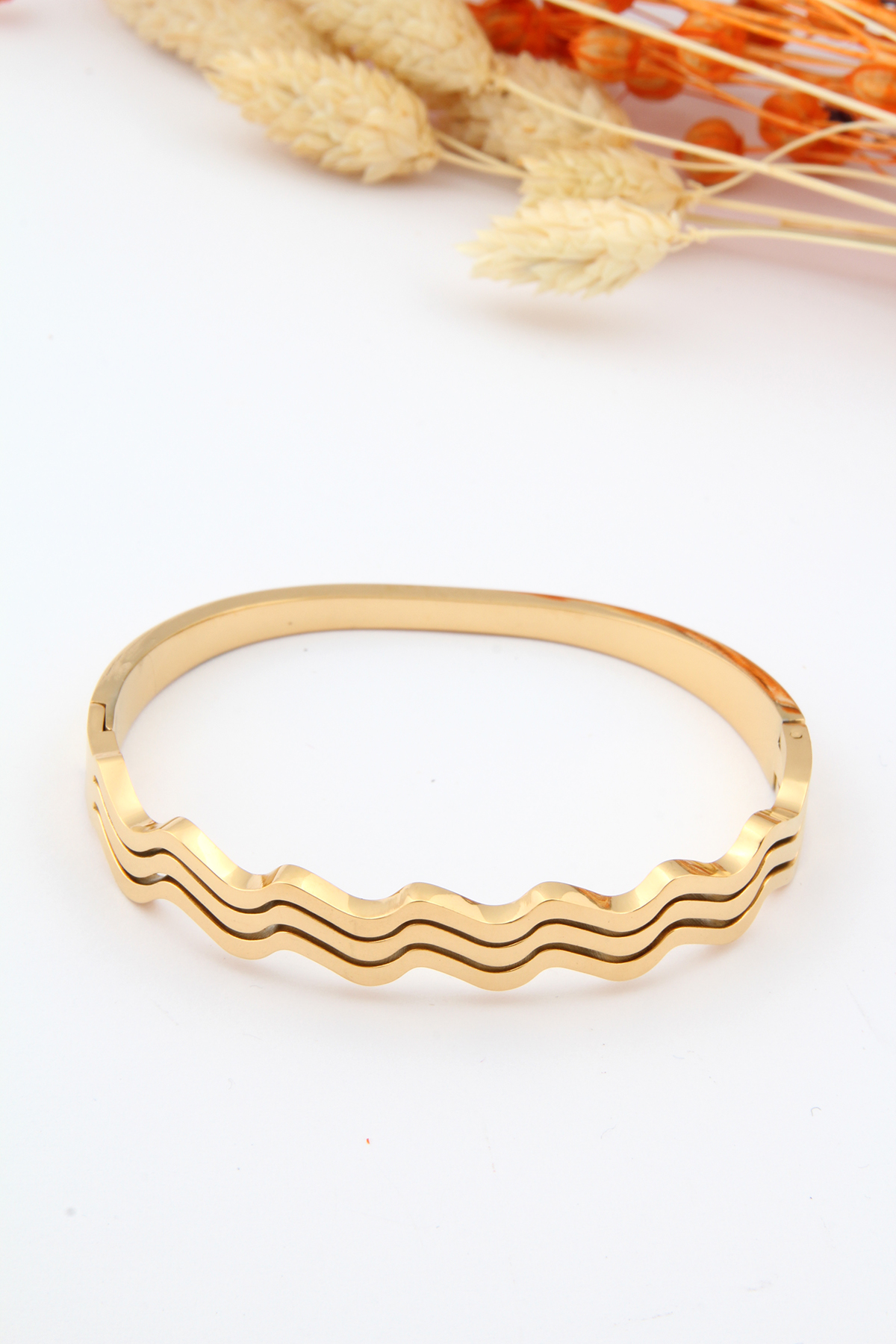 Zigzaglı Çelik Kelepçe Bileklik