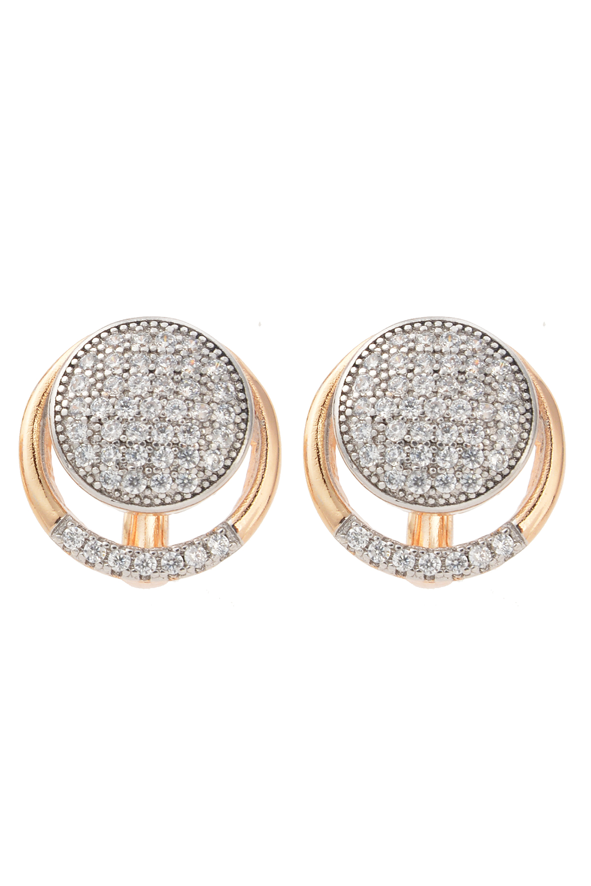 Zirkon Taşlı Gold Daire Küpe