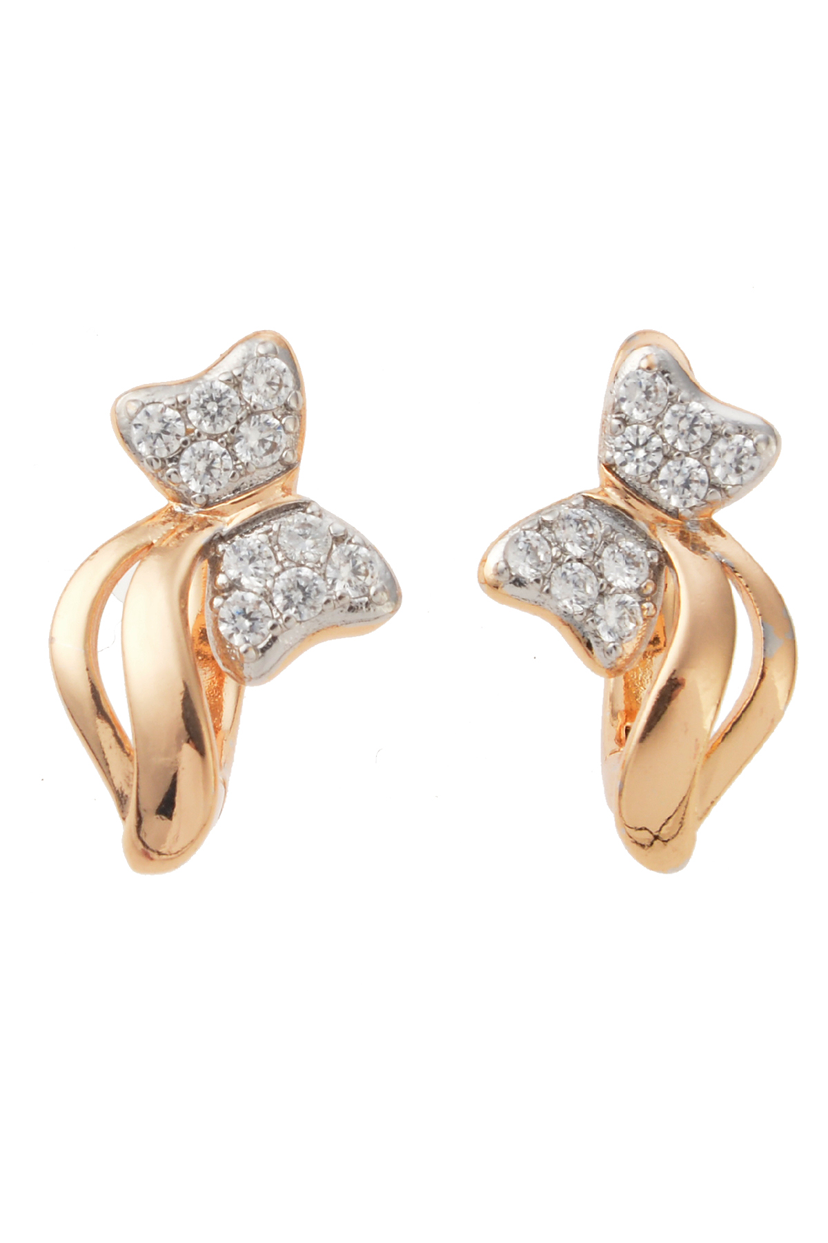 Zirkon Taşlı Gold Kelebek Küpe