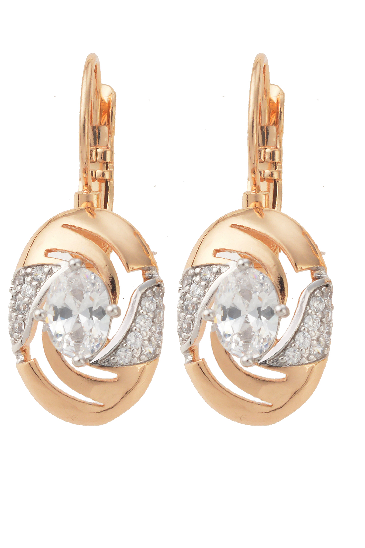 Zirkon Taşlı Gold Küpe