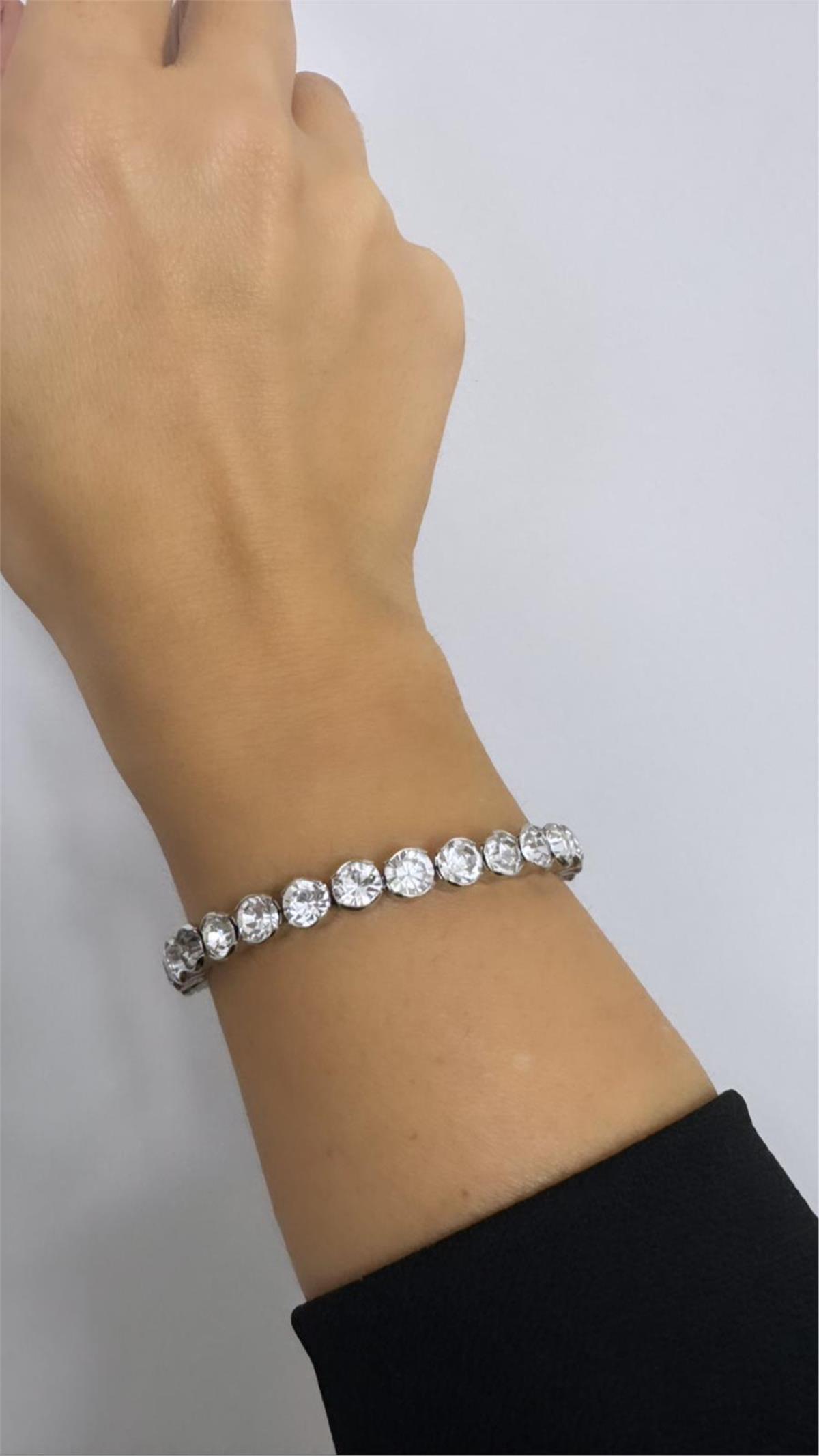 Zirkon Taşlı Silver Kelepçe Bileklik