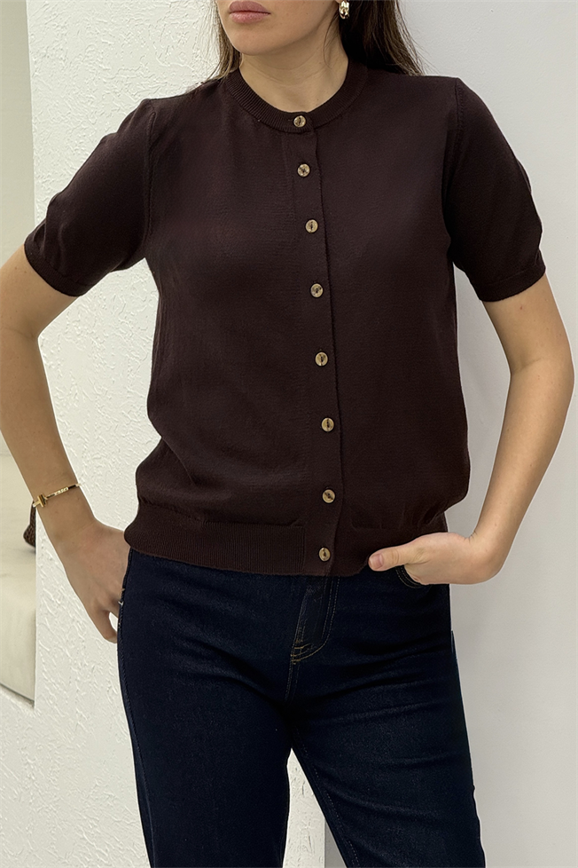 Acı Kahve Bisiklet Yaka Hırka 4890