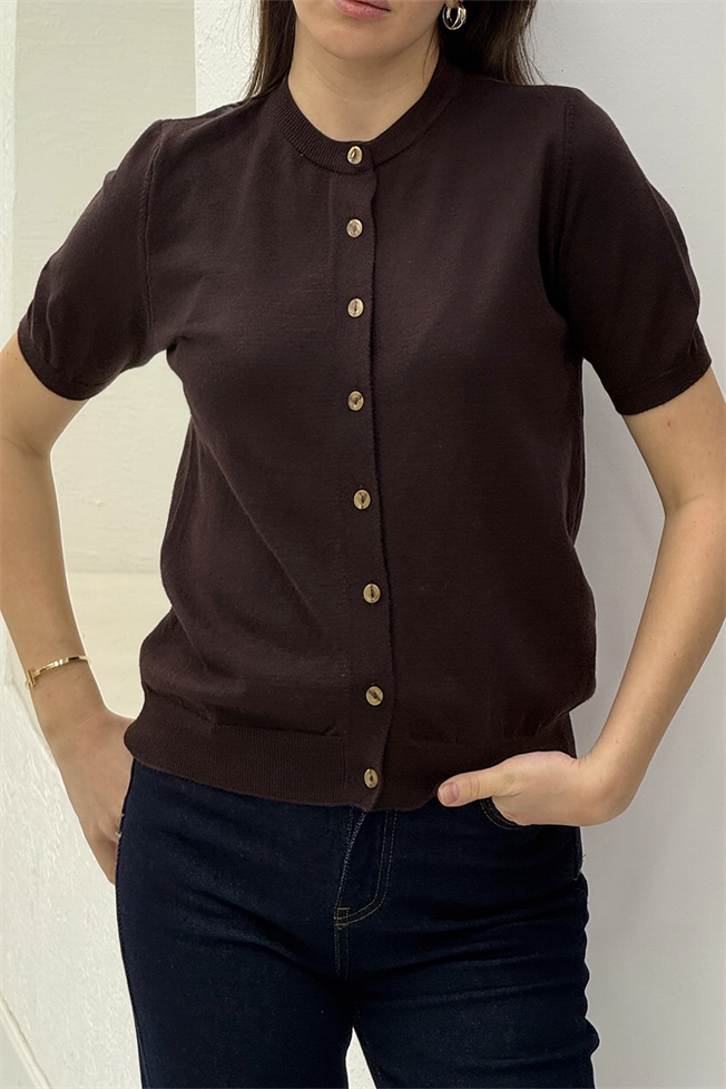 Acı Kahve Bisiklet Yaka Hırka 4890