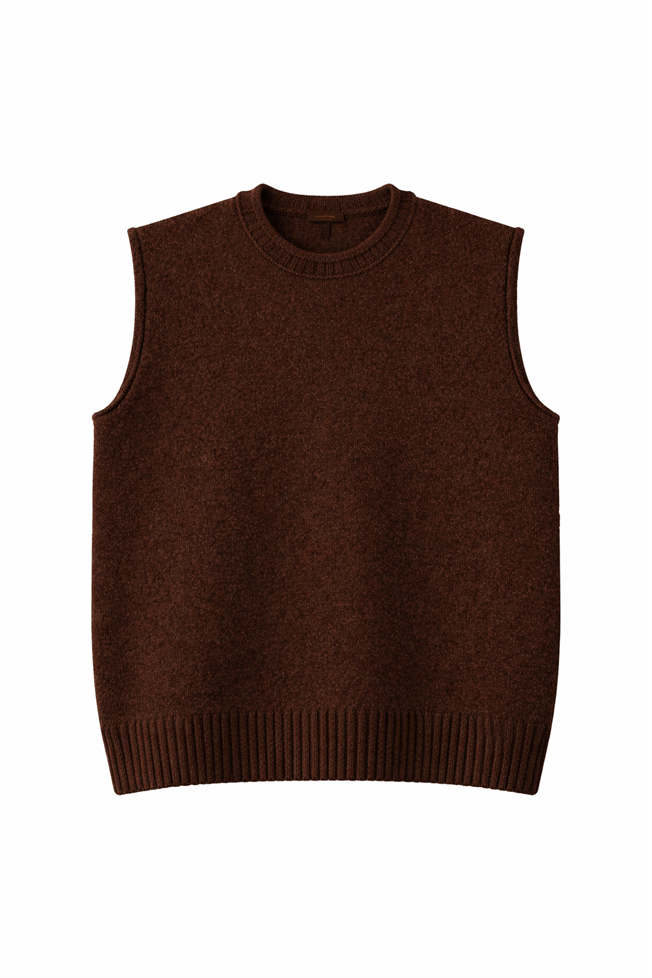 Acı Kahve Bisiklet Yaka Sıfır Kol Triko 3582