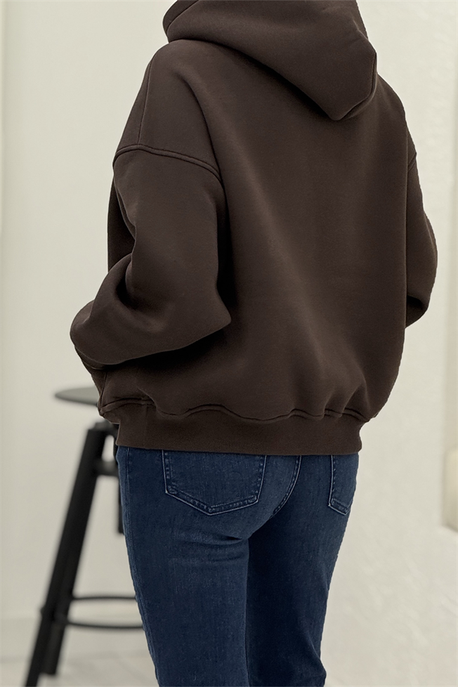 Acı Kahve Kapüşonlu Şardonlu Sweatshirt 767