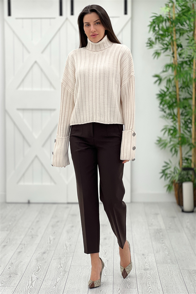 Acı Kahve Önü Flatolu Pantolon 5113