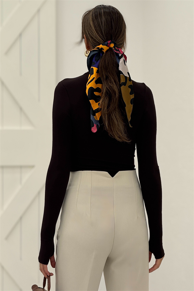 Acı Kahve Soft Touch Kolu Yırtmaç Detay Bluz 5068