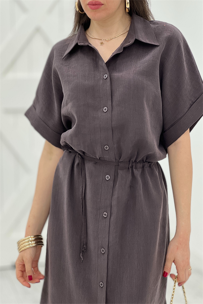 Acı Kahve Tencel Elbise 070