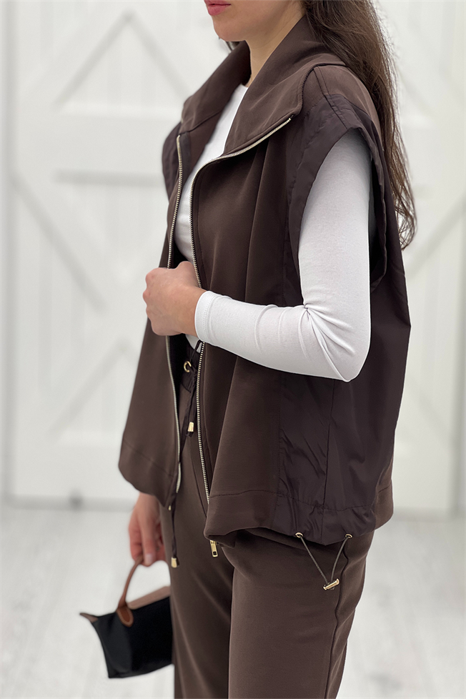 Acı Kahve Yelek Pantolon Modal Takım 2310