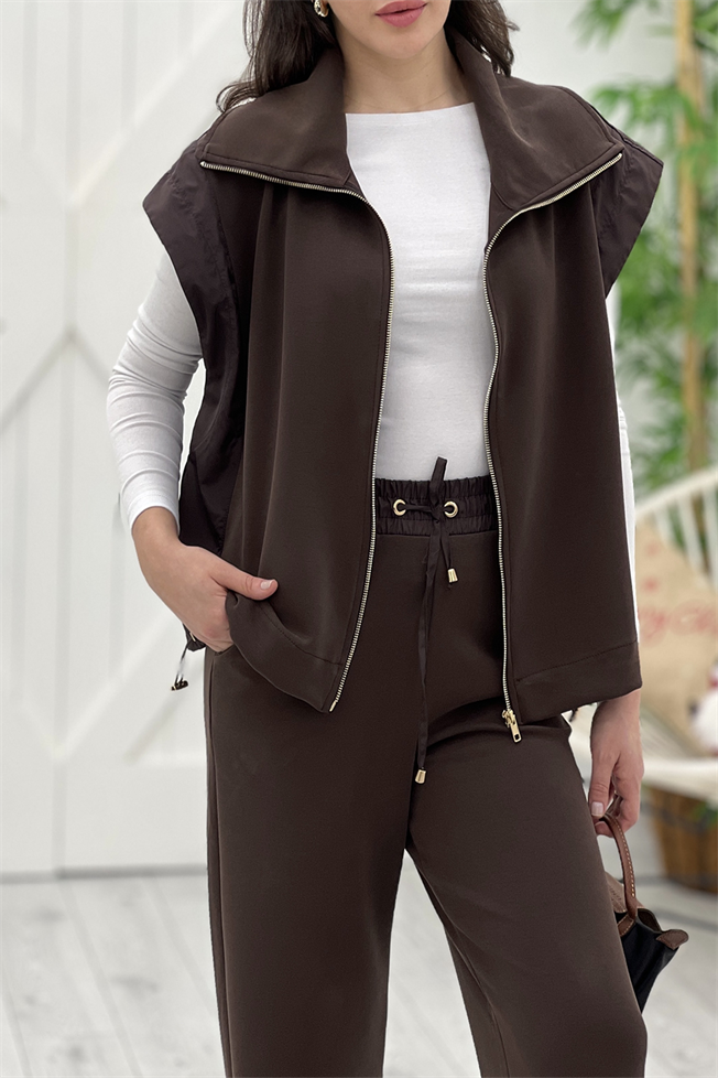 Acı Kahve Yelek Pantolon Modal Takım 2310