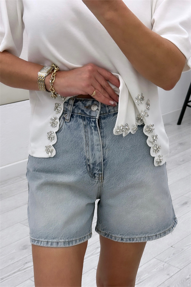 Açık Mavi Denim Şort 1511
