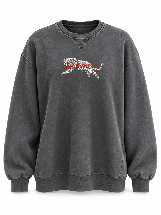 Antrasit Nakışlı Sweatshirt 9109